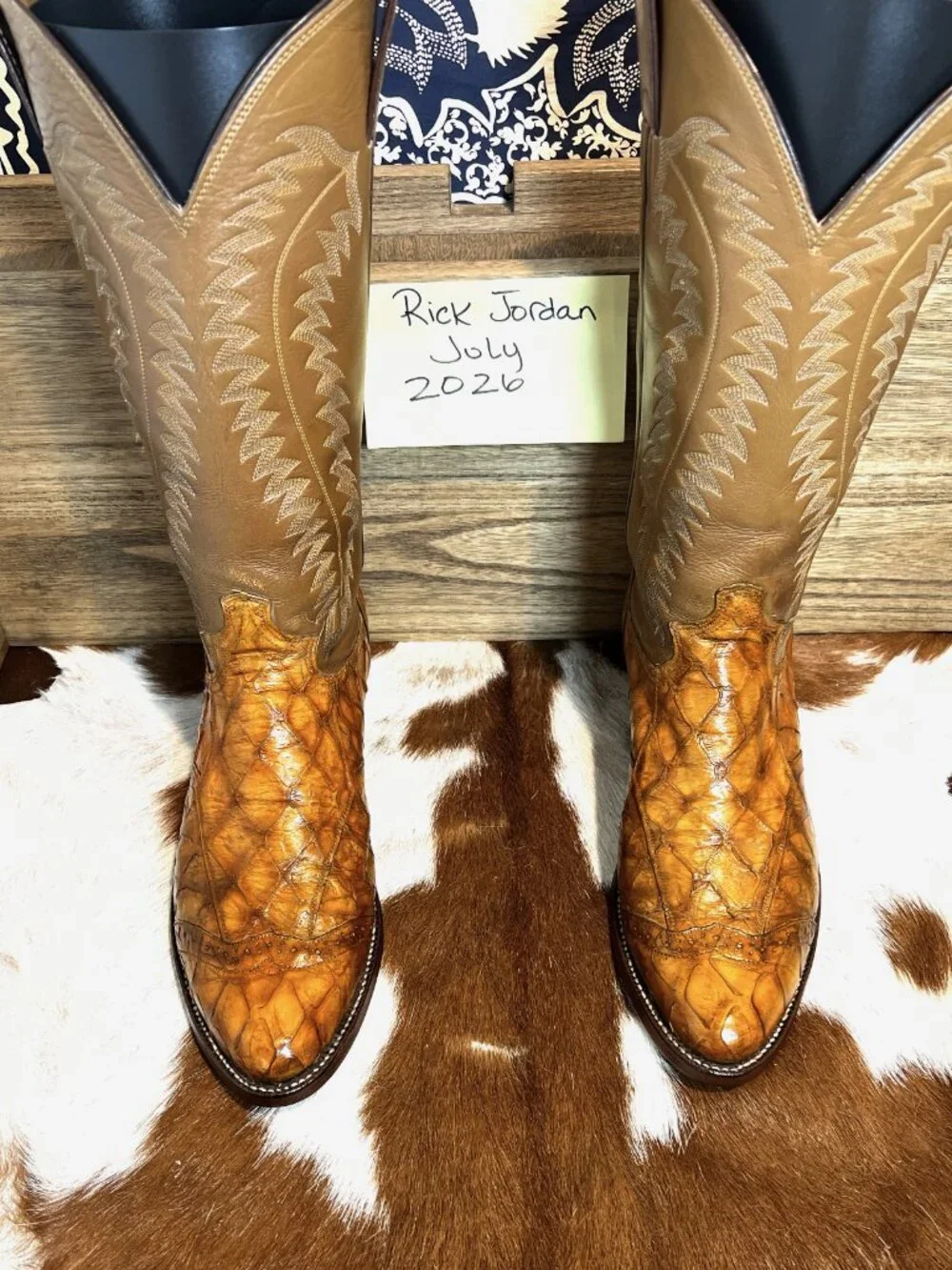 Justin's Genuine Exotic Leather Cowboy Boots in Men's Size 8.5D